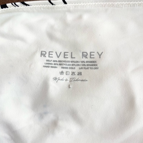 Revel Rey String Bikini Bottom Victoria Black White Floral Adjustable Ties L - Picture 10 of 12